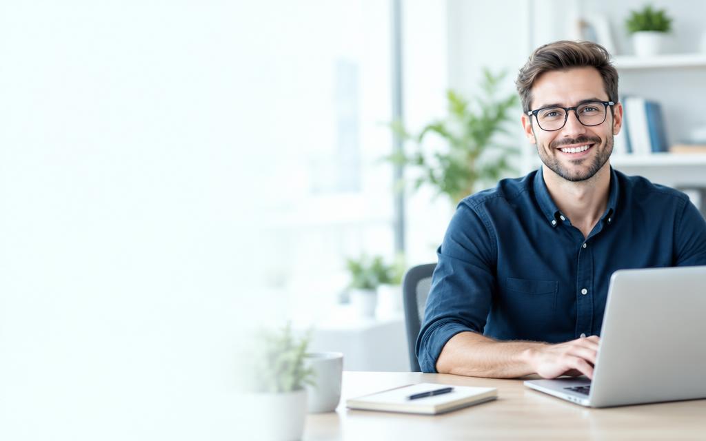 Profesional aprendiendo con su ordenador